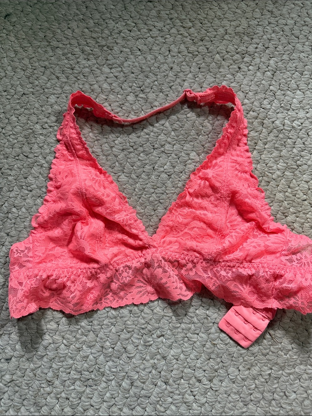 PINK Victoria's Secret fluorescent pink Lace Bralette